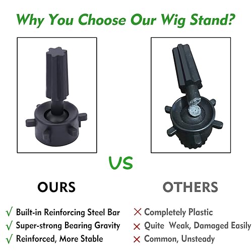 Miniatura 3 de Klvied Soporte de peluca reforzado soporte de cabeza de maniquí soporte ajustable para la cabeza de la peluca para el entrenamiento de peluquería de