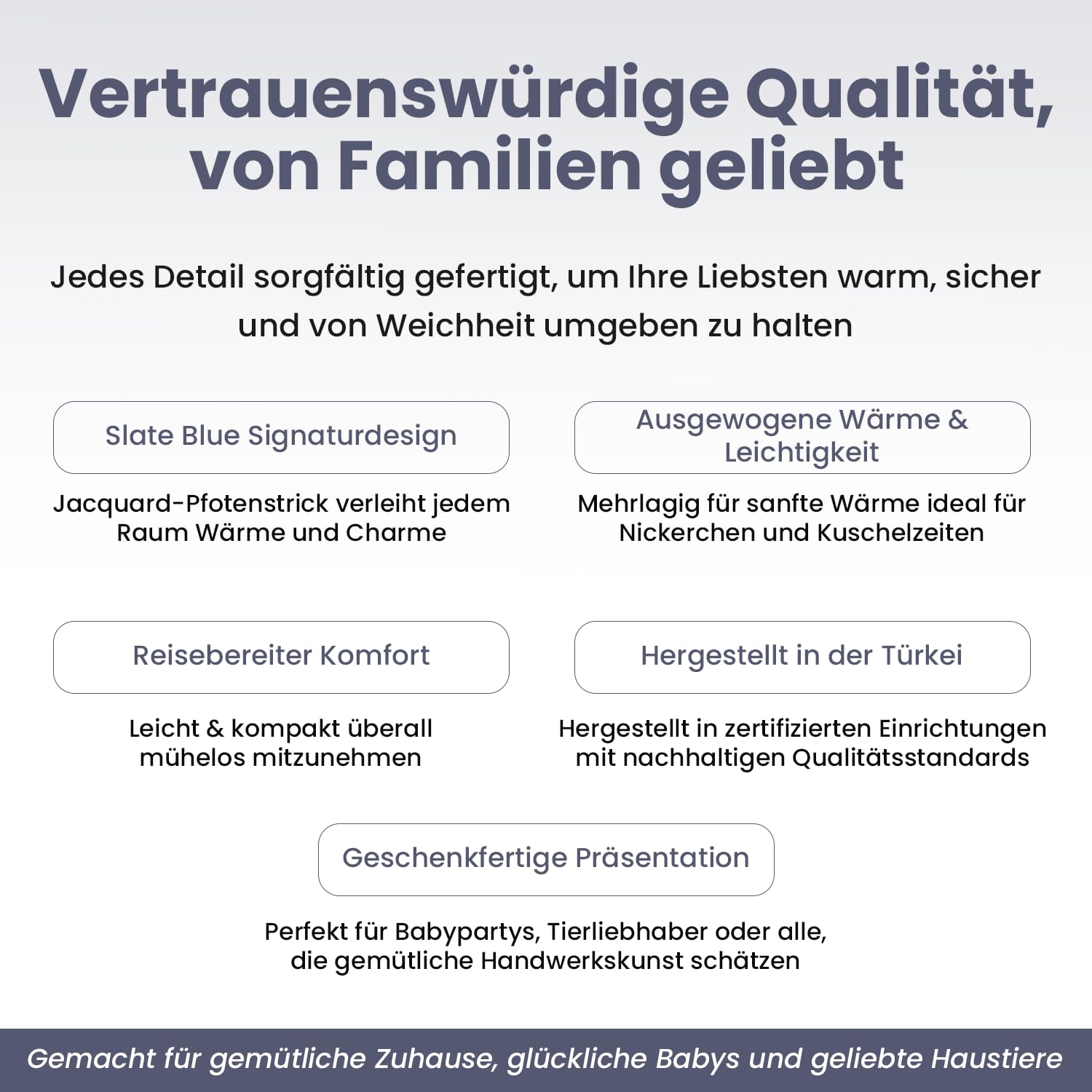 Babydecke & Haustierdecke Winter Decke – 100% GOTS-zertifizierte Bio-Baumwolle, Strickdesign, 75x95 cm, Weich & Atmungsaktiv, Ideal für Neugeborene & Kleinkinder,Maschinenwaschbar -Natur/Schieferblau