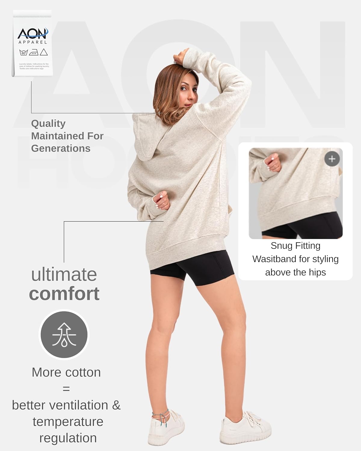 Aon's High Natural Cotton Blend Hoodies For Women: More Breathable & Appealing Modern Fit Sweatshirt Sweaters - Image 9