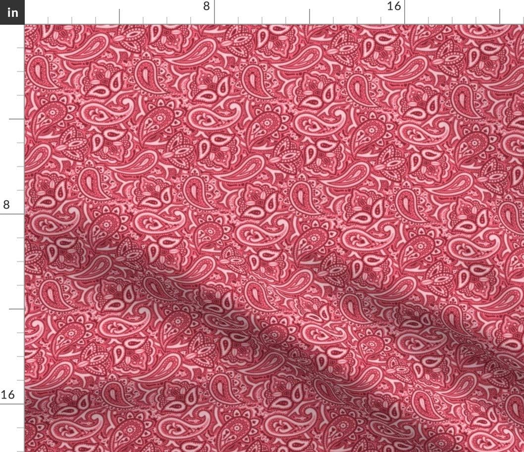 Spoonflower Fabric - Paisley Royal Retro Funky Red Printed on Petal Signature Cotton Fabric by The Yard - Sewing Quilting Apparel Crafts Decor
