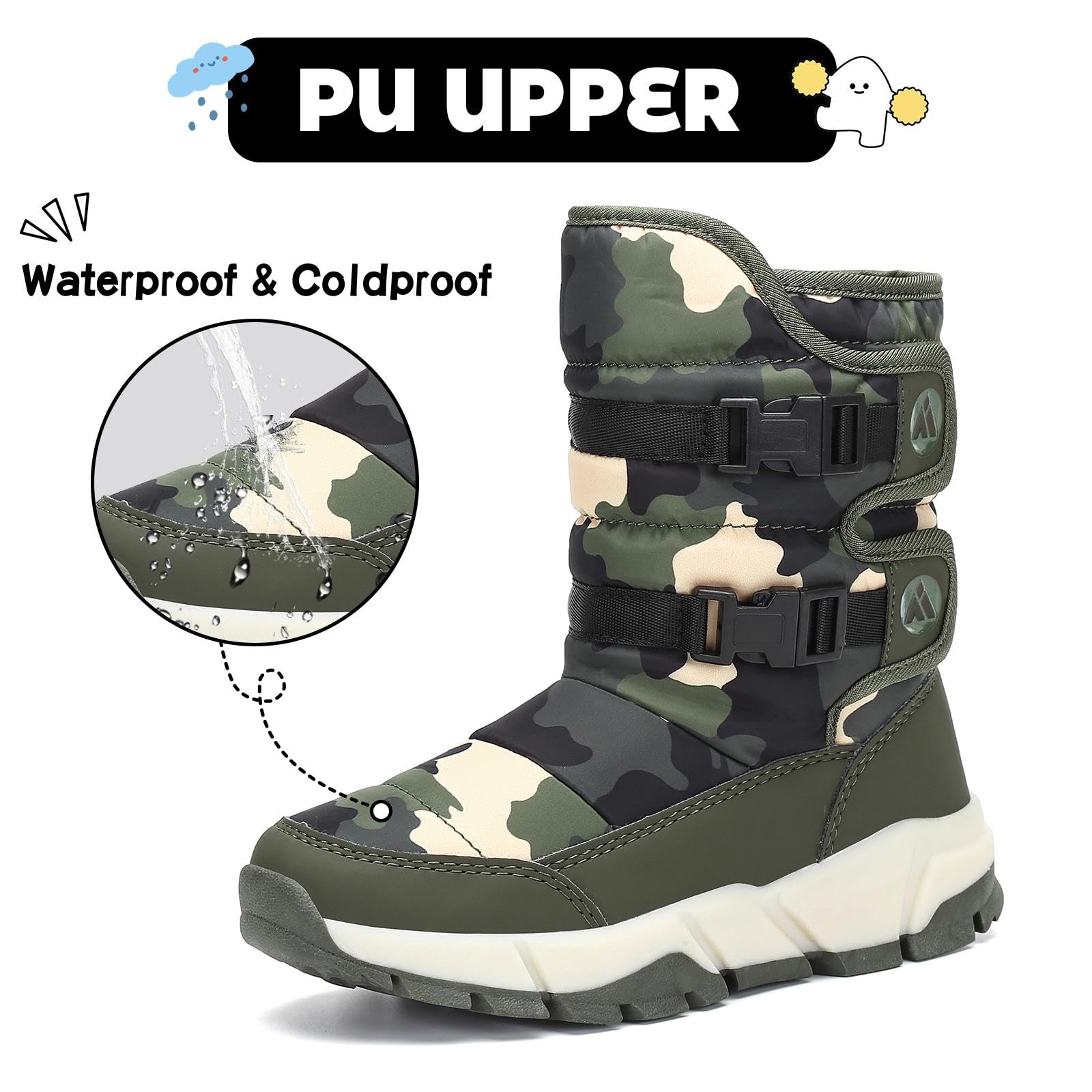 Mishansha Bambini Stivali da Neve Ragazze Caldo Fodera Stivaletti Invernali Ragazzi Scarpe Comodo Antiscivolo