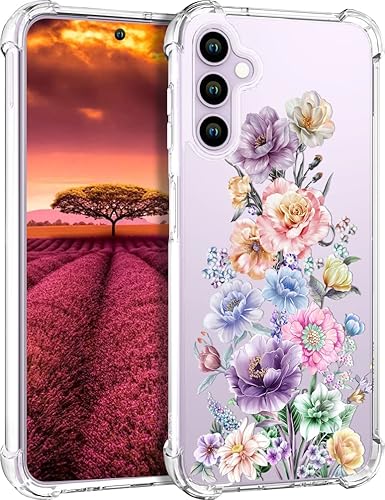 Topgraph Funda para Samsung Galaxy S23 con diseño floral bonita y transparente para mujeres y niñas funda de silicona transparente con diseño floral