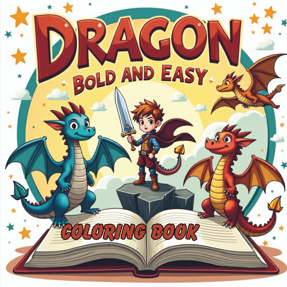 Dragon bold and easy Coloring Book: 51 Stress-Relieving Dragon Designs for Adults