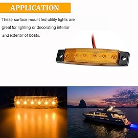 PSEQT LED Boat Interior Lights Marine Courtesy Light Strip Deck Transom Cockpit Navigation Lighting Waterproof for Fishing Pontoon Kayak Yacht Sailboat (Amber 10Pcs)