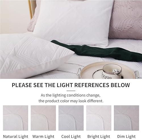 Miniatura 6 de Airensky Juego de ropa de cama de 3 piezas, tamaño individual, color blanco, colcha de verano ligera y suave, manta acolchada de microfibra para