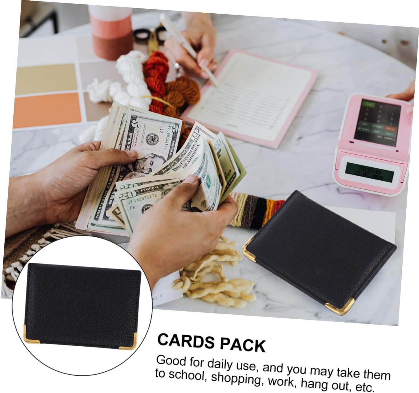 GLEAVI Pu Leather Card Holder Id Protective Sleeve for Travel Black Credit Card Pack Organizer for Women and Men
