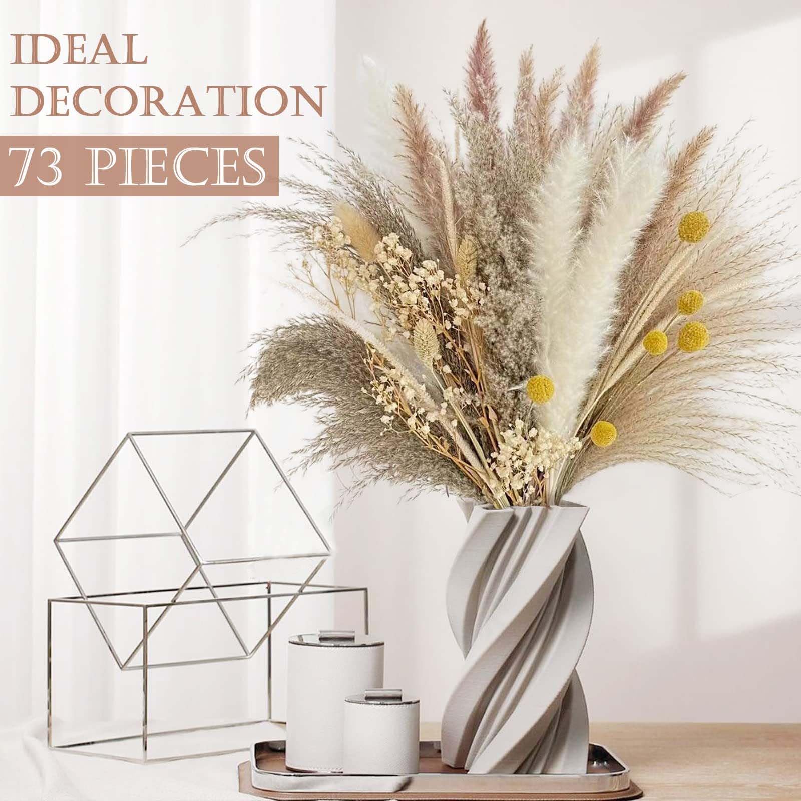 Decorazione Pampasgras - 73 Pezzi Fiori Secchi DIY, Fiori Secchi Naturali - Decorazione da Tavola Boho con Erba di Pampa Secca, Gipsofila - Ideale per Decorazione da Tavola, Vasi e Davanzali
