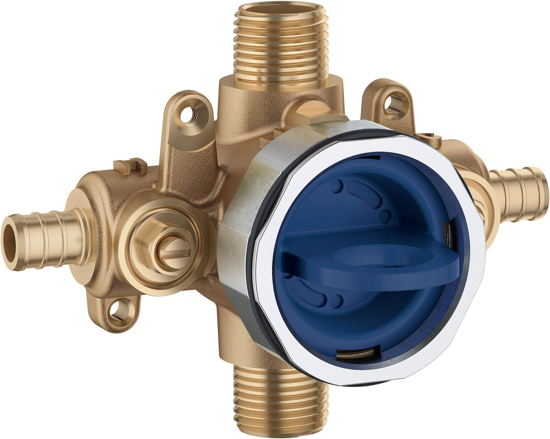 GrohSafe 3.0 Pressure Balance Valve Rough with Flush Plug with PEX Crimp Outlets with Service Stops, Unfinished