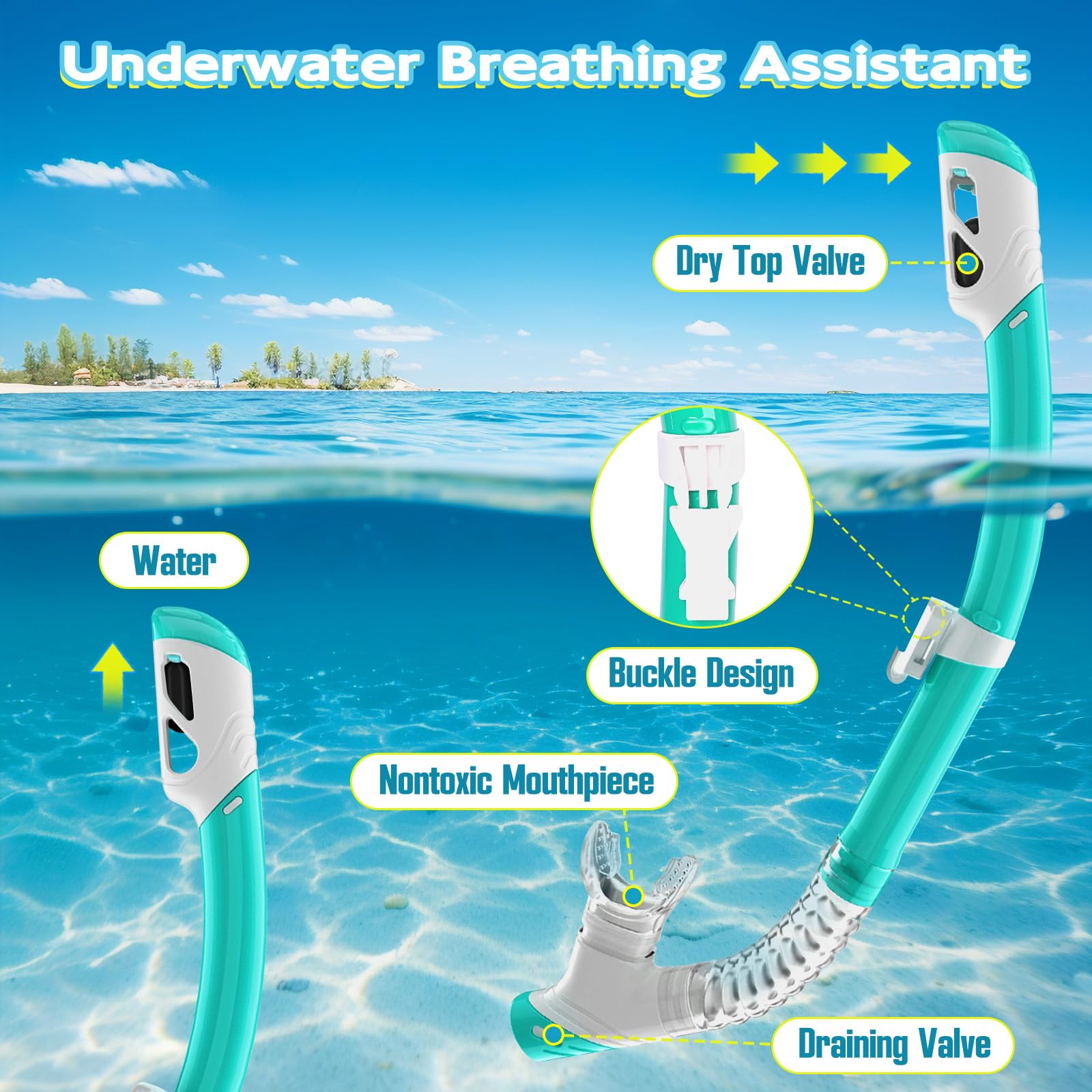 Set di 2 set di attrezzatura da snorkeling per bambini dai 3 ai 14 anni, anti-appannamento a 180°, con boccaglio e maschera da nuoto con copertura per il naso e occhiali in vetro temperato, per
