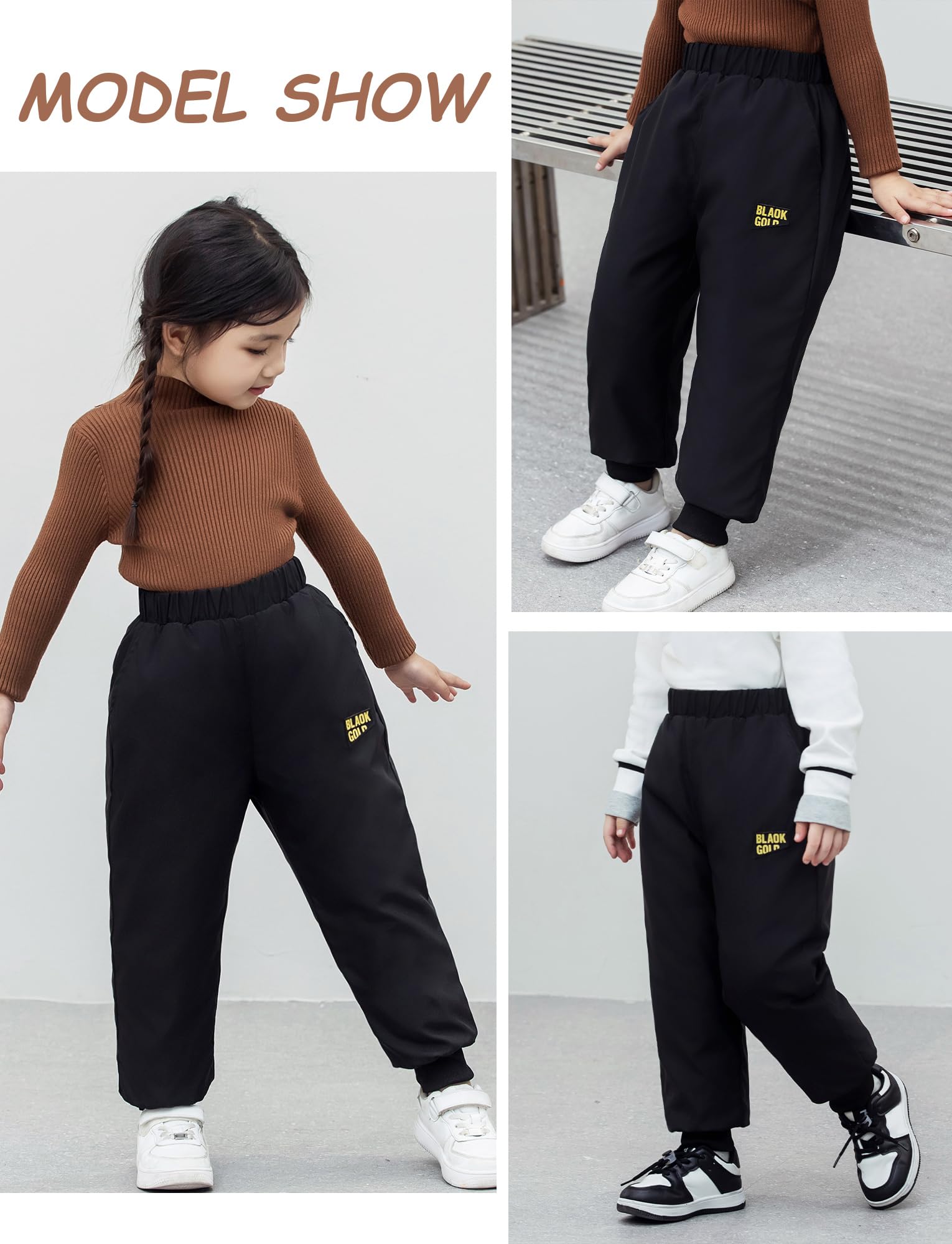 Maeau Pantalones de plumón para niños, cálidos, para la nieve, para niños, niñas, acolchados, ligeros, con bolsillos, 104-164