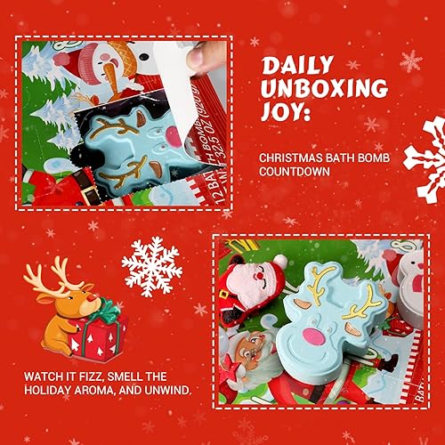 Miniatura 4 de Calendario de Adviento de Navidad 2025, regalos de bombas de baño para niños, 12 bombas de baño de burbujas sorprendentes en el interior, calendario
