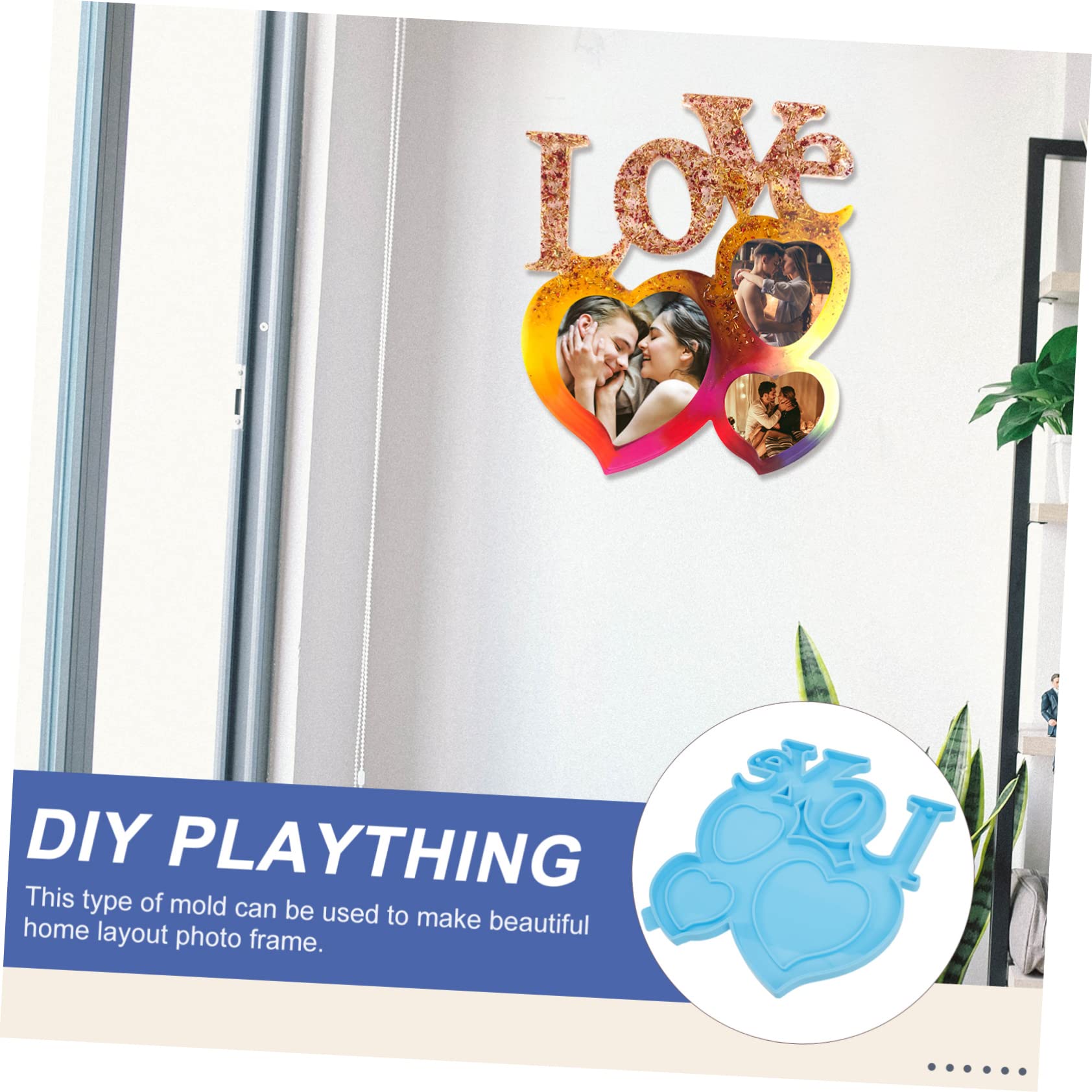 Tofficu 5 Pièces Moule de Cadre Photo d'amour Ice Pop Moule à Bonbons tourbillonnant Photo Cadre personnalisée Valentines Day Decoration décor Saint Valentin en Silicone Blue