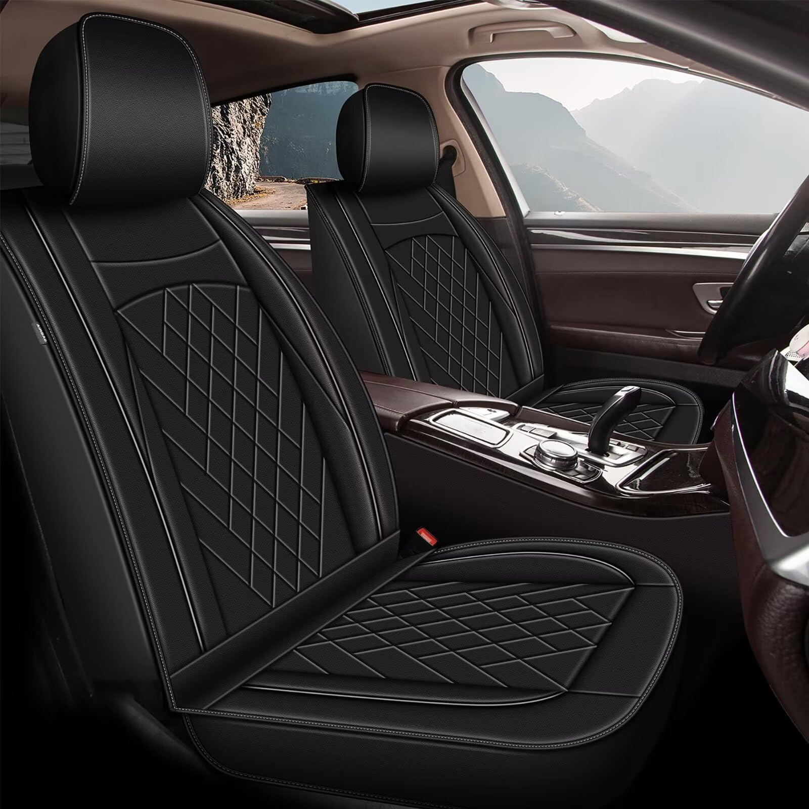 JIAMAOXIN Seat Covers for Chevrolet Chevy Trailblazer 2021-2024 2025: Full Set Waterproof Leather Car Seat Cover Compatible with Airbag (2 Row 5 Seats, Black)