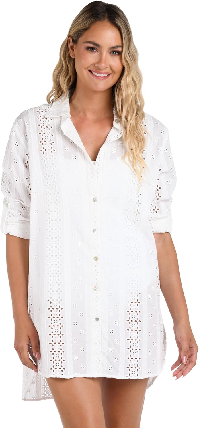 La Blanca Women's Camp Shirt Swimsuit Cover Up