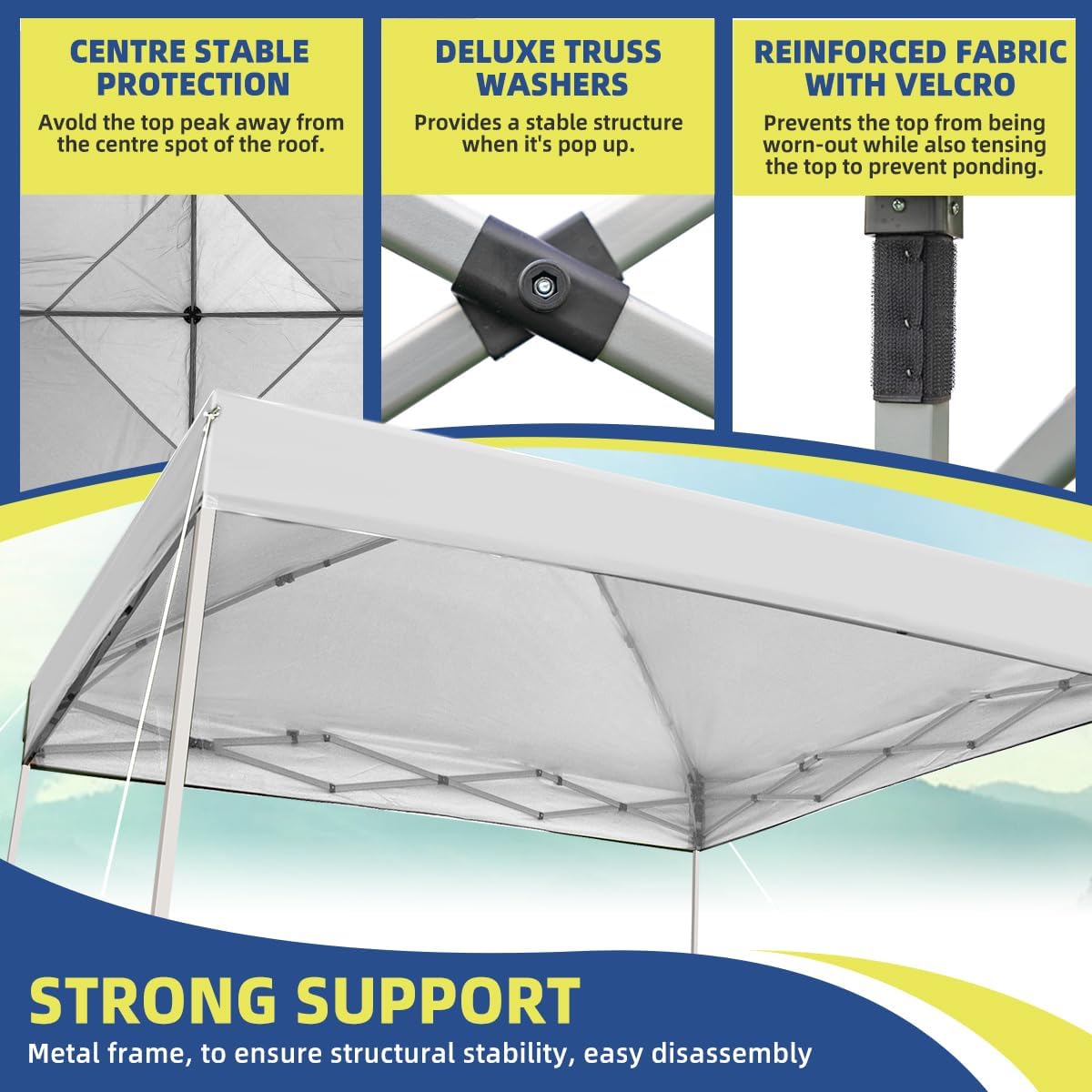 10x10 ft Pop Up Canopy Tent, Easy Up Instant Outdoor Canopy, Straight Legs, Wheeled Carry Bag - White