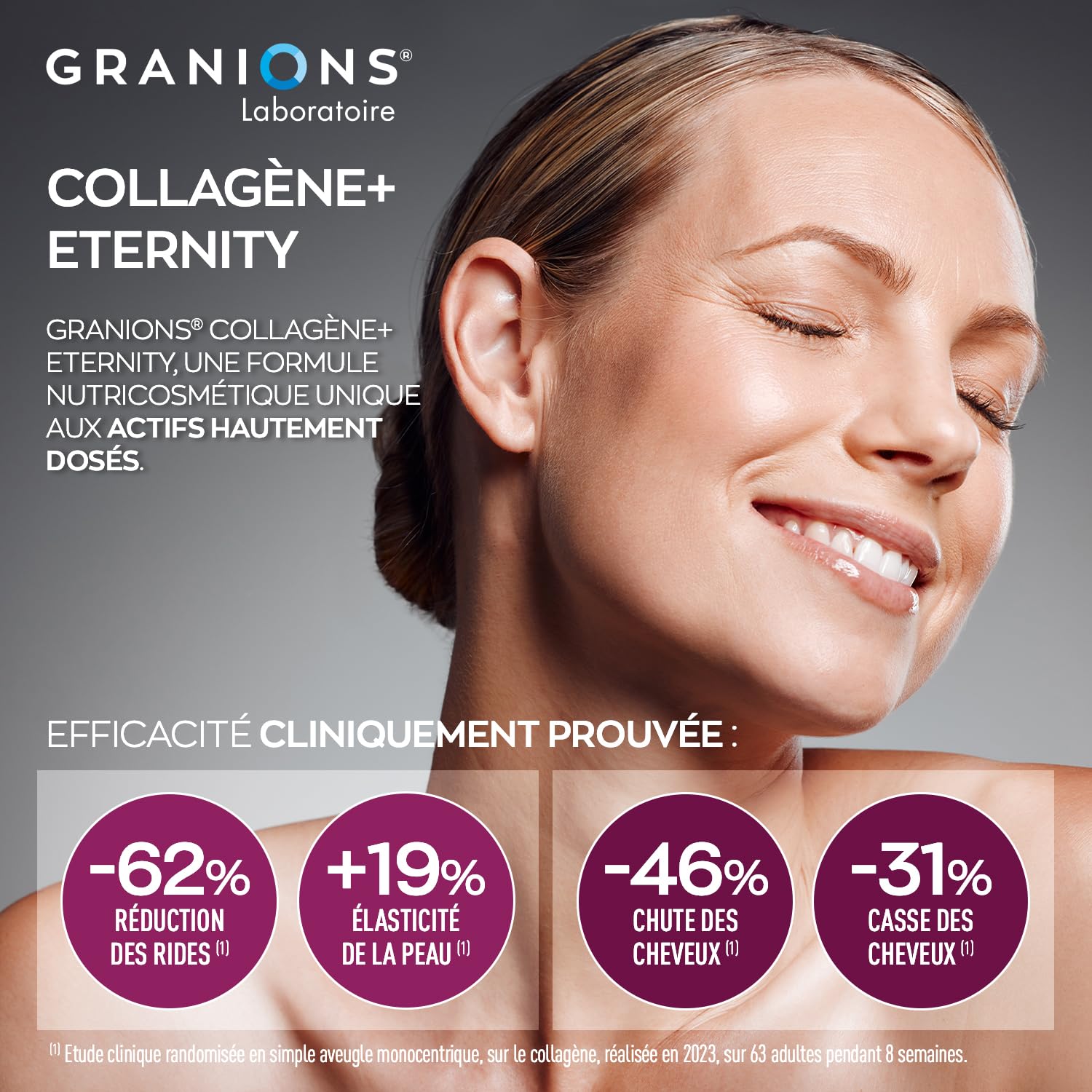 Collagene Marin Poudre - Granions Eternity - Acide Hyaluronique - 343g | Collagene Marin Tripeptides, Collagene Hydrolysé, Coenzyme Q10, Biotine, Anti-âge, Hydratation De La Peau, Pousse du cheveux