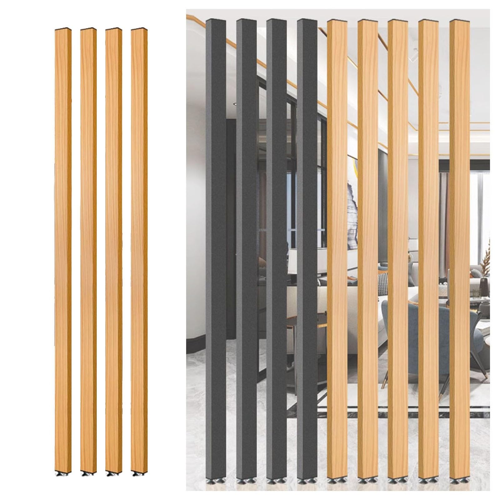 Panneau mural décoratif à lattes en bois marron 110 cm sans perçage