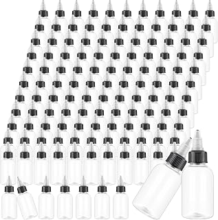 Irenare 100 Pcs 1oz Plastic Squeeze Bottles with Twist Cap Lids, Clear