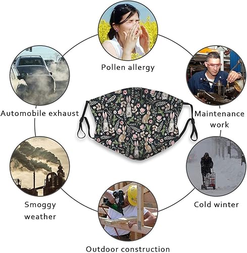 Miniatura 7 de Máscara facial de 5 capas reutilizable para adultos, hombres, mujeres, niños, con 2 filtros