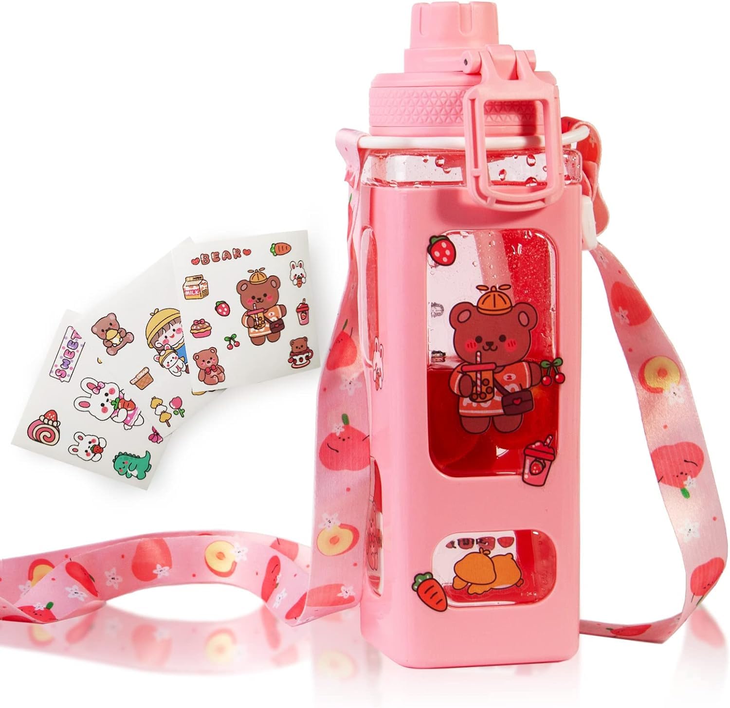 See full amazon price history chart for Trk Hub Kawaii Water Bottle With Straw And Sticker, Kawaii Bear Water Bottle, Large Sport Plastic Portable Square Drinking Bottle For Girl, Cute Juice Tea Water Cups (Pack - 1) - 700 Ml, Pink Trk Hub Kawaii Water Bottle With Straw And Sticker, Kawaii Bear Water Bottle, Large Sport Plastic Portable Square Drinking Bottle For Girl, Cute Juice Tea Water Cups (Pack - 1) - 700 Ml, Pink (B0CF5GM6KF) Amazon Price History, Amazon Price Tracker