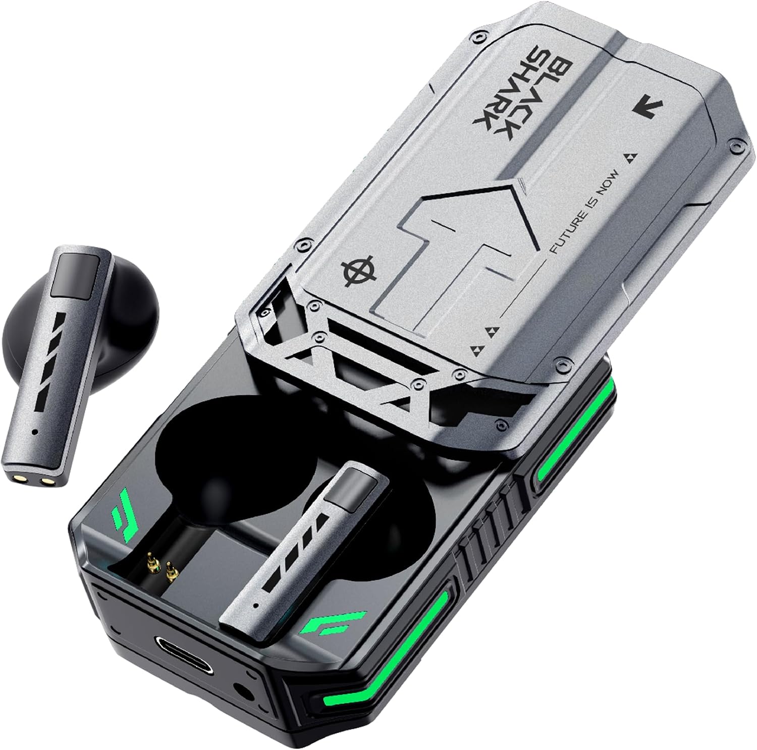 Black Shark T11 True Wireless Bluetooth Earbuds with Active Noise Cancellation, Bluetooth 5.3, 30 Hour Battery Life, RGB Lighting Effects Gray