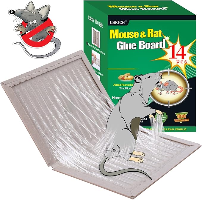 USKICH 6 Pack Large Mouse Glue Traps with Enhanced Stickiness Mouse Rat