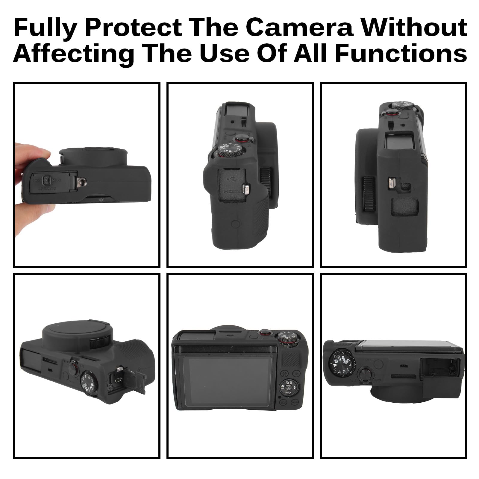 ARVOK Etui do aparatu cyfrowego Canon Powershot G7X Mark III, miękki silikon G7X Mark iii pokrowiec na aparat ze zdejmowaną osłoną obiektywu, odporne na zarysowania, smukłe dopasowanie, miękka skóra
