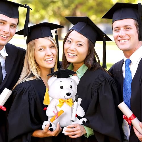 Miniatura 5 de Peluche de autógrafo de graduación de 12 pulgadas 2023, juguete de peluche blanco liso con autógrafo de felicitaciones graduado con bolígrafo negro
