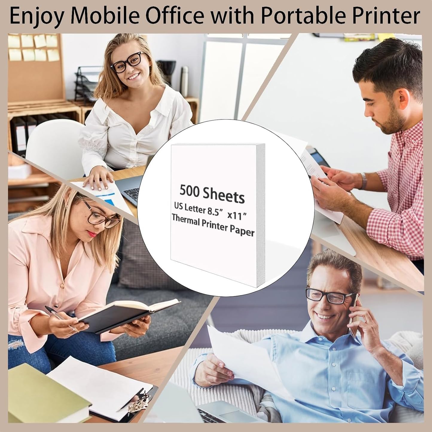 500 Sheets Single Thermal Paper 8.5 x 11 Inches US Letter Size for Thermal Printer, M08F/ A28U/ A40 Portable Printer, Inkless and Wireless Printers for Home Use Advanced Value Set.