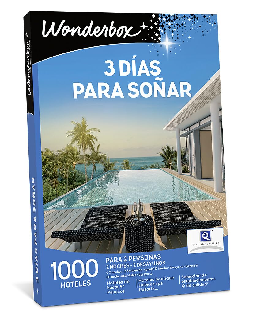 WONDERBOX Caja Regalo - TRES DÍAS PARA SOÑAR - 1.700 hoteles para dos personas | 2 noches con desayunos - Más de 1000 estancias - Hoteles de 5*, palacios, hoteles boutique, resorts
