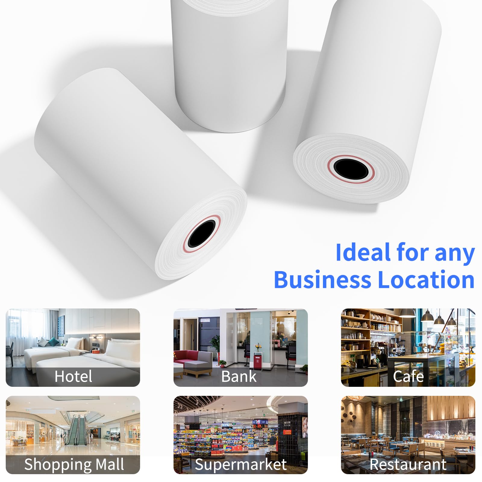 Rollos de papel térmico de 2 1/4 x 85 pulgadas, papel térmico para recibos sin BPA, papel para impresora térmica de recibos POS, 50 rollos