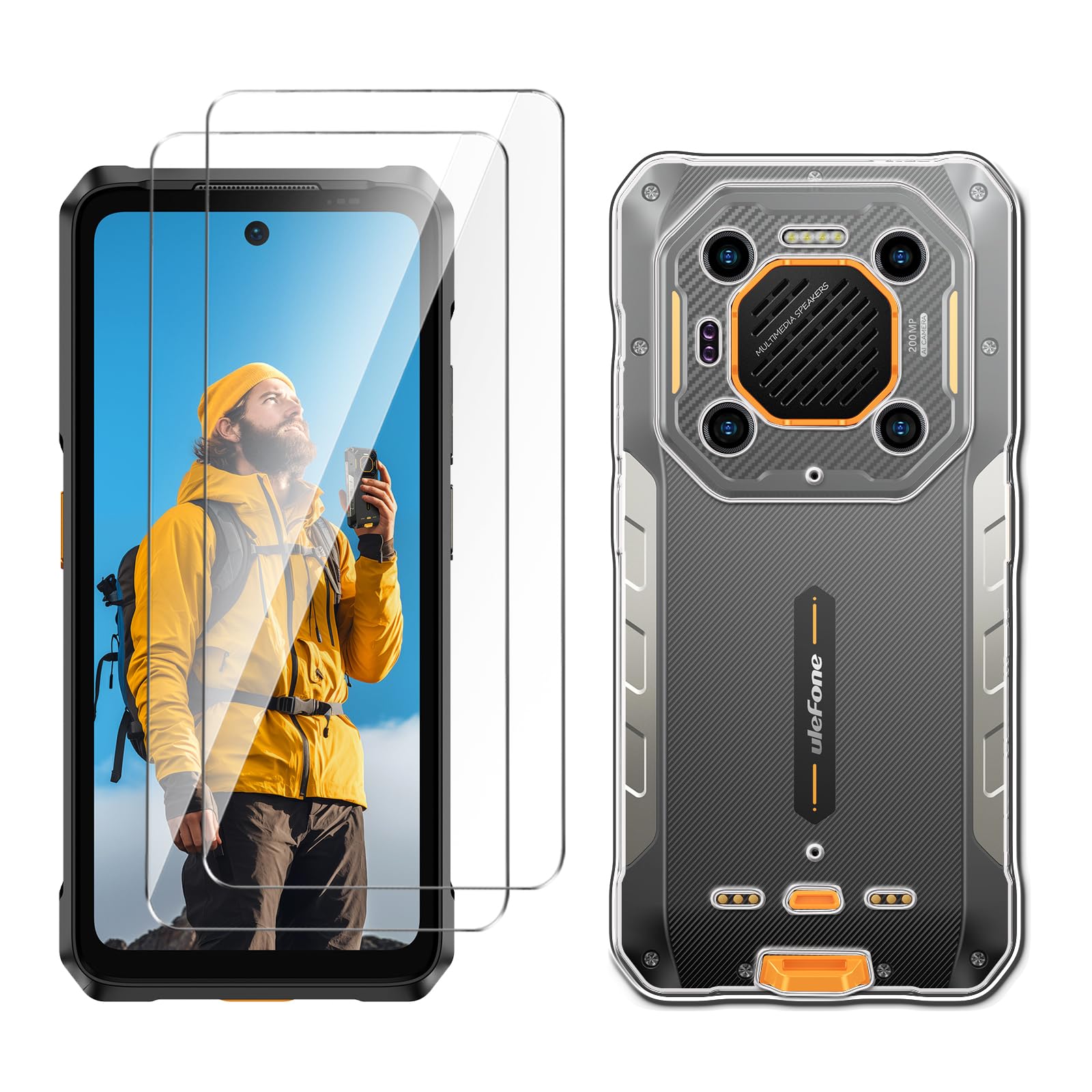 case for Ulefone Armor 26 Ultra(6.78") transparent mobile phone case + 2 pieces tempered glass protective film, case soft silicone TPU protective cover