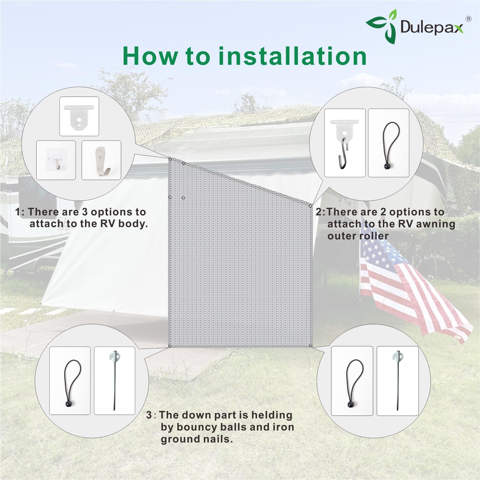Dulepax RV Awning Side Shade 89X7 Beige Mesh Screen,RV