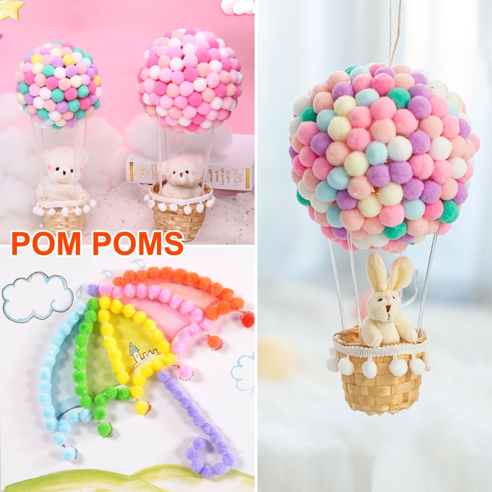 120 Pompones De Colores Para Manualidades - 3 Cm De Diámetro, 20 Tonos Vibrantes, Ideales Para Decoración, Costura Y Proyectos DIY