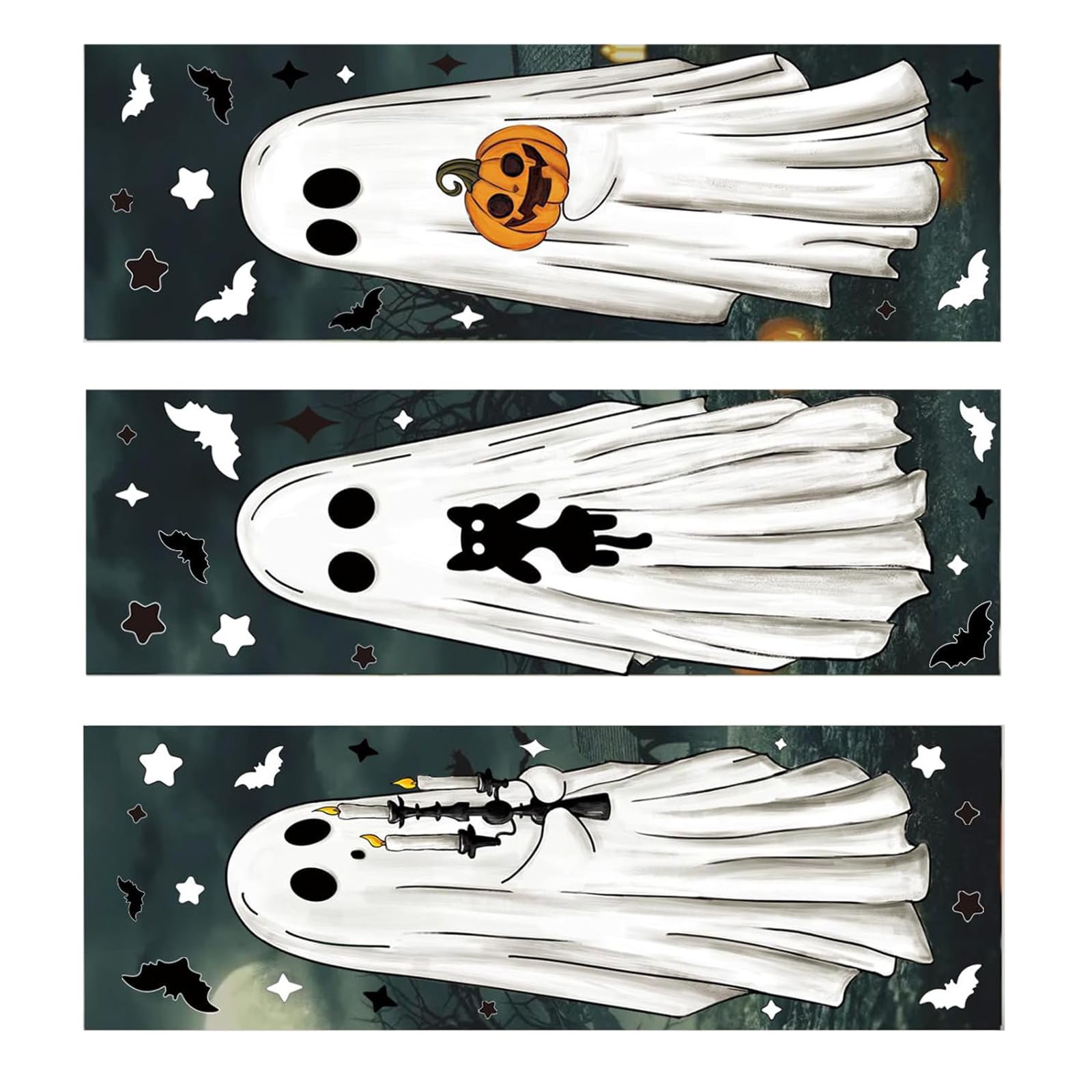 Ghostly Window Cling Decal Halloween Decors Statics Adhesive Glass Sticker Sheets for Indoor Decoratin Window Decal