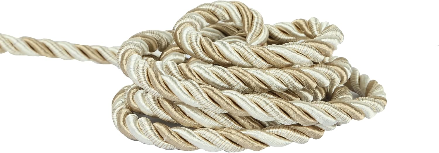 10 Yards / 1cm Twisted Rope Cord Trim Nylon Rope Thread String for DIY,Home Decor,Sofa Furniture Decoration-Mix Beige