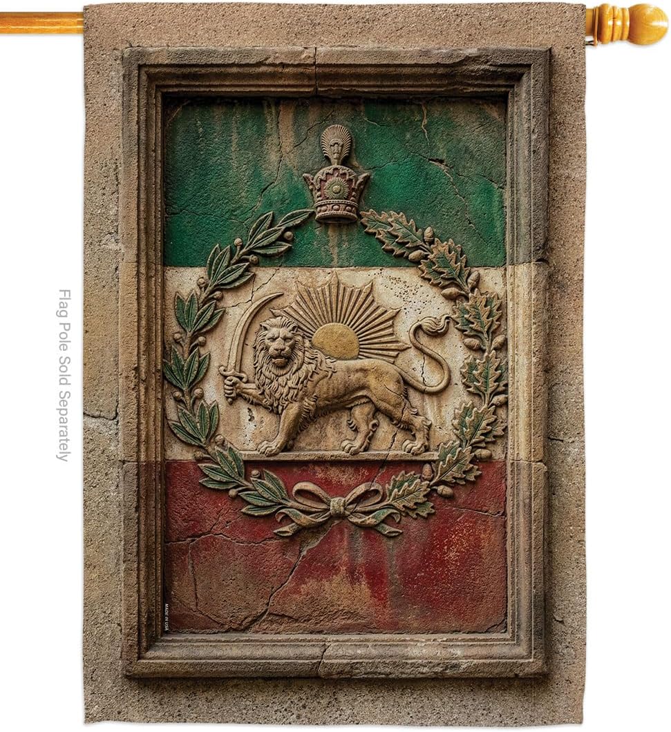 Lion and Sun Emblem Flag Tapestry Wall Hanging Decor Canvas Home Persia Pre-1979 Pahlavi Support Iranian Flags House Bandera de Iran Poster Protest Yard Sign Historical Persian Decoration Gift
