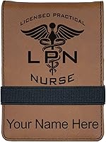 Vista 14 de Mini padfolio con bloc de notas y bolígrafo, enfermera práctica con licencia LPN, grabado personalizado incluido (negro con oro)
