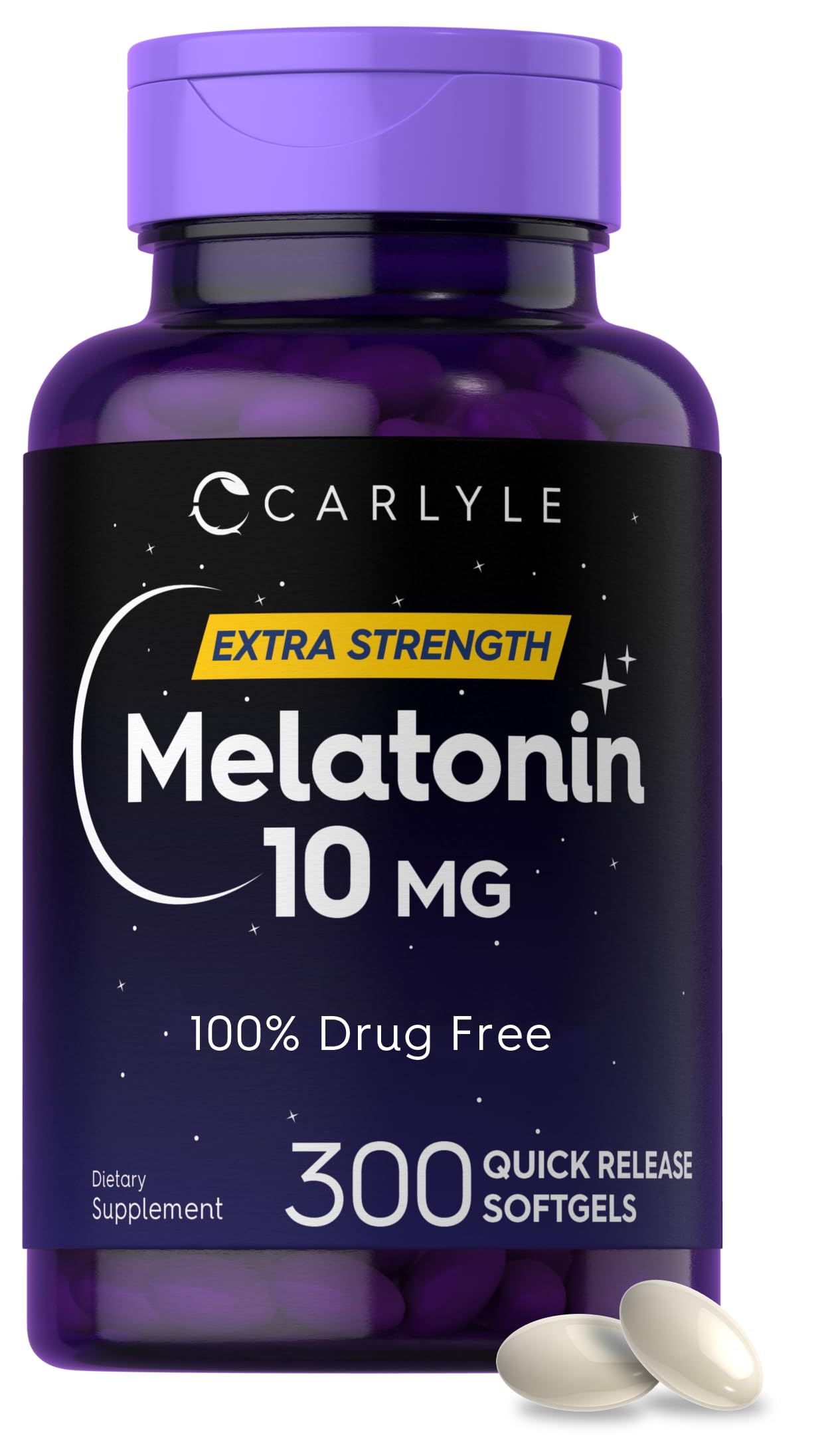 Carlyle Melatonin 10mg | 300 Softgels | Extra Strength Support for Adults | Non-GMO, Gluten Free Supplement