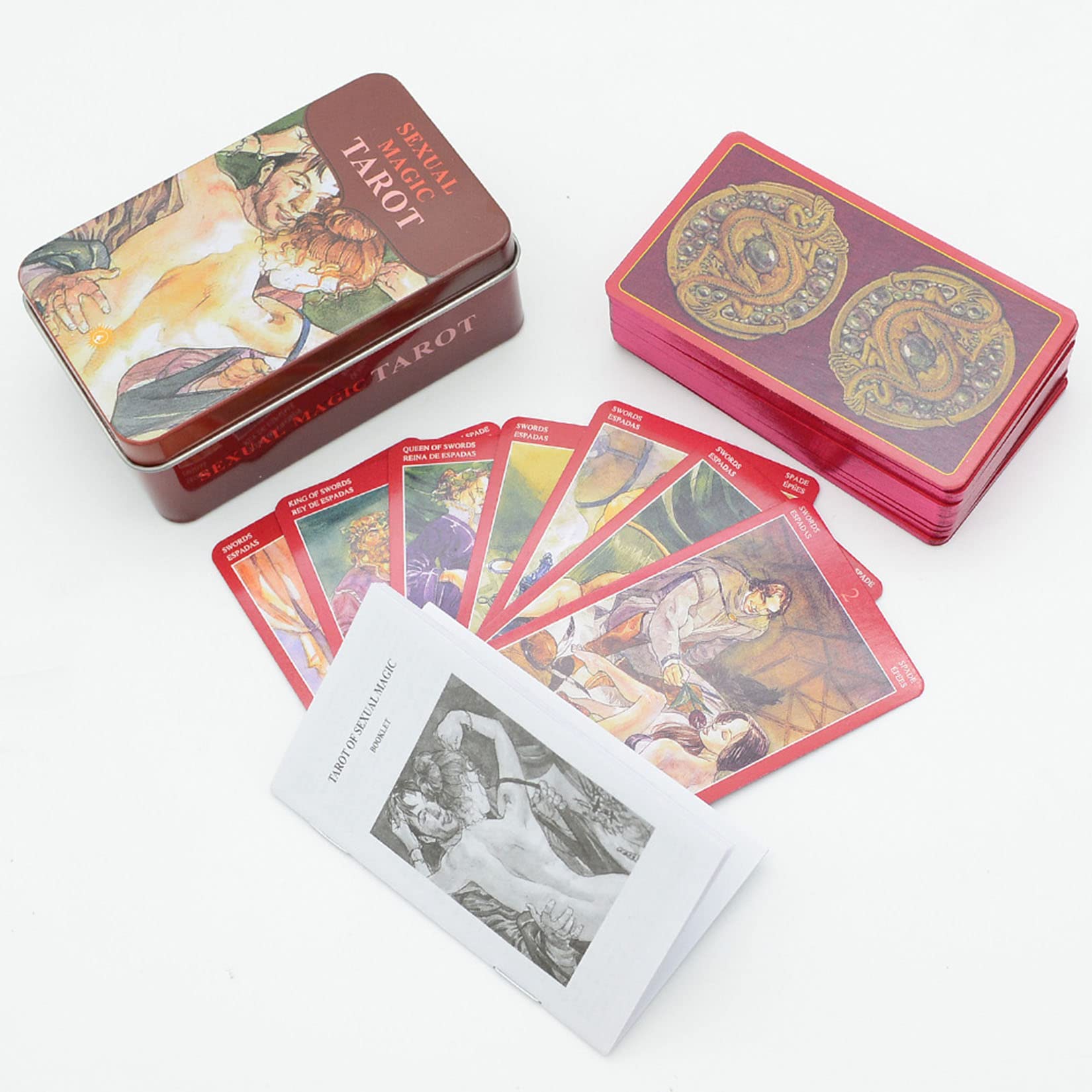 Jayiaine Tarot Cards Deck, with Red Guidebook Divination Cards, 78 Fortune Telling Game Set for Family Reunion Beginners Expert Readers for Christmas Birthday, A