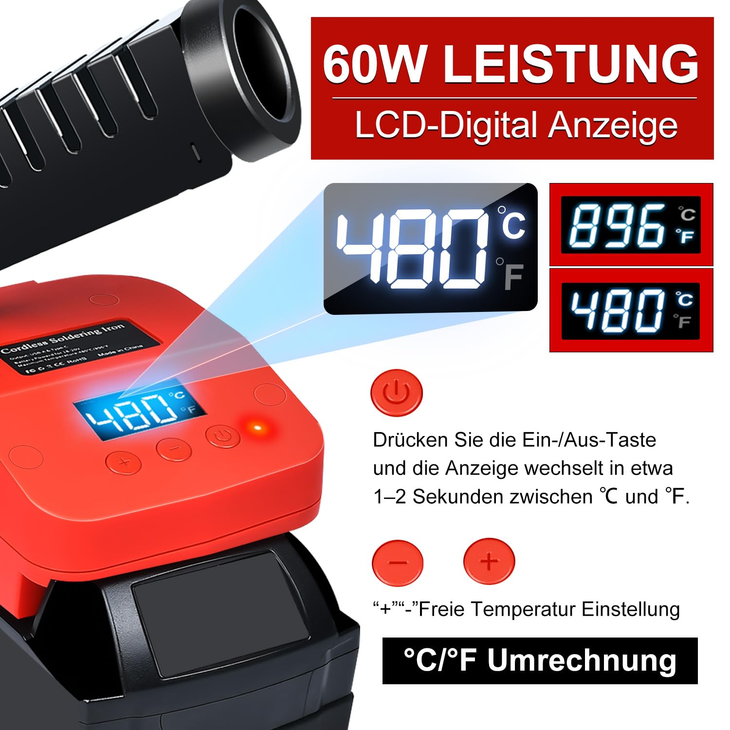 Saldatore senza fili per batteria Makita 18 V, riscaldamento rapido, stazione di saldatura elettrica digitale LCD con porte di ricarica USB e tipo C, per gli appassionati di fai da te