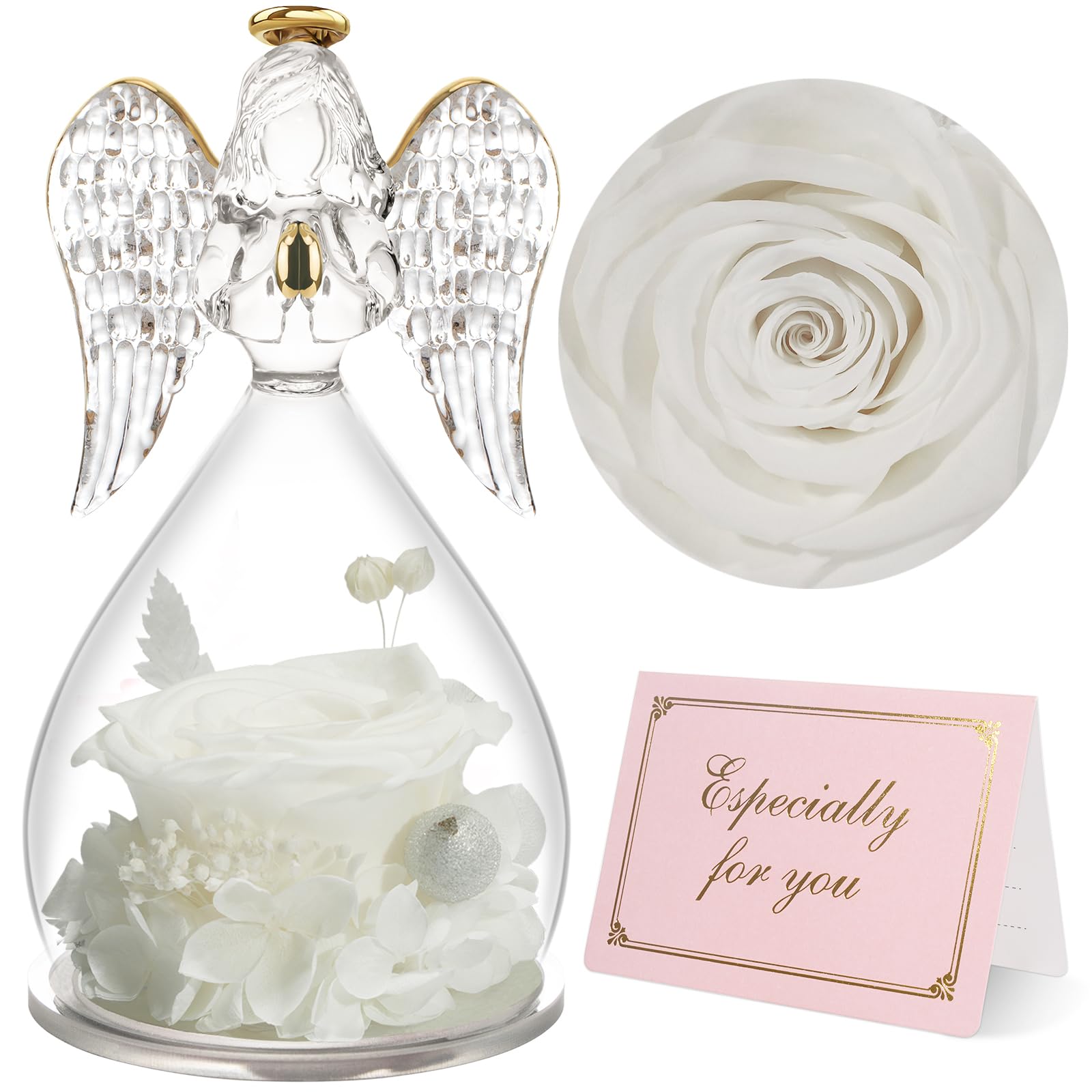 Yamonic Rosa Eterna Regalo Dia de la Madre, Regalo Originale para Mujer,Rosa Preservada con Figura Ángel Regalos para Mamá,Regalos Cumpleaños Mujer Abuela, Flore Eterna Dia de la Madre — view 28