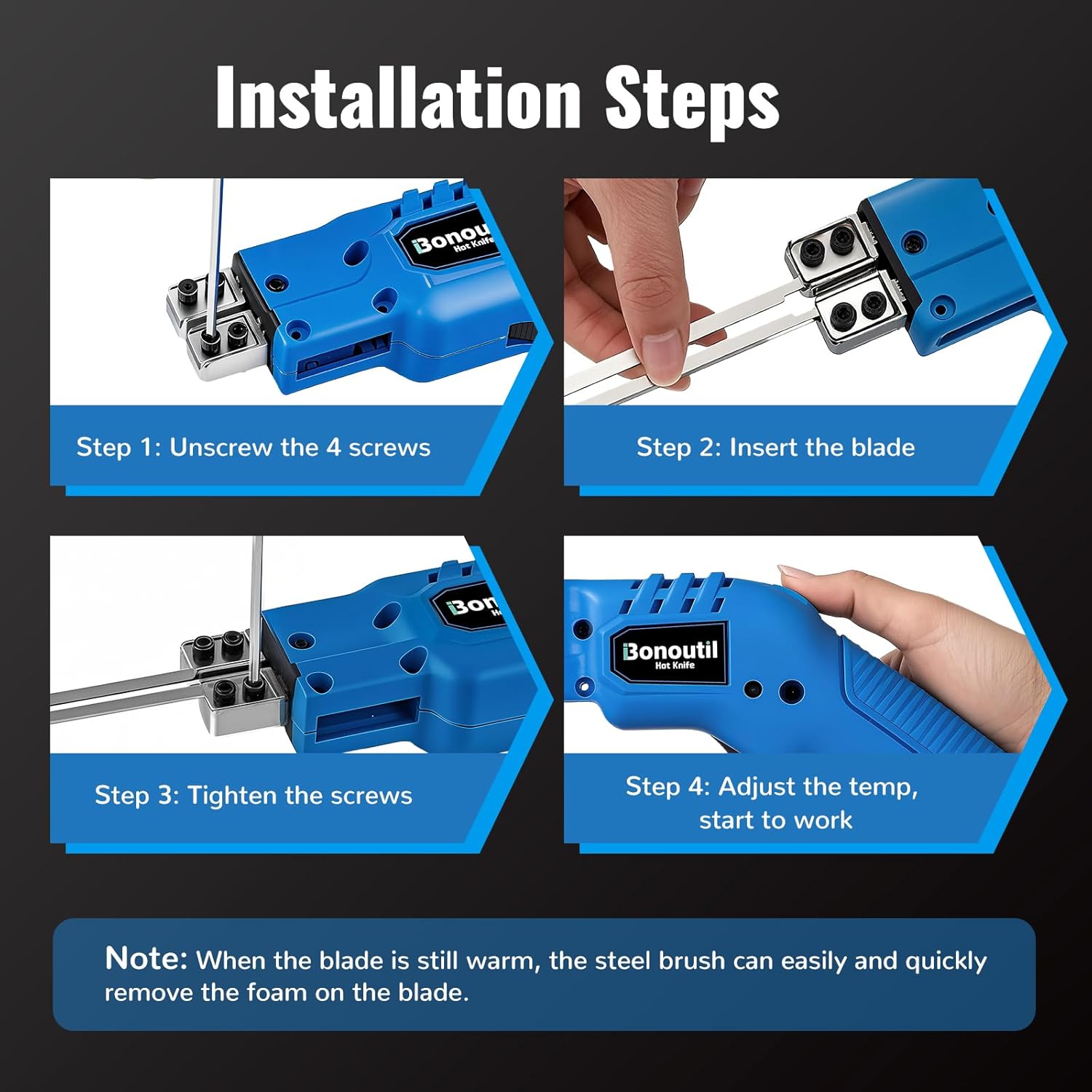 Electric Hot Knife with 4 Straight Blades Kit 150W 500℃ Craft Shears Foam Cutter for Styrofoam EVA, EPE, XPS, EPP, EPS, KT Board, Sponge