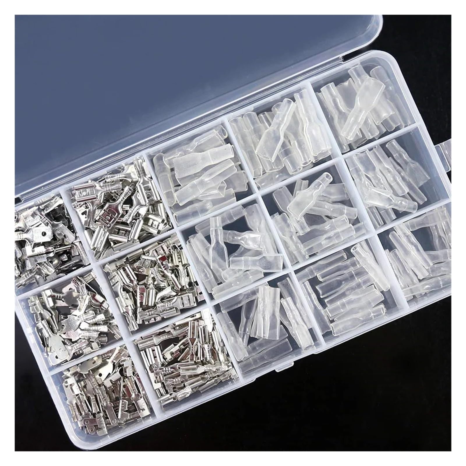 315Pcs 2.8/4.8/6.3mm Male and Female Spade Quick Connectors Wire Crimp Terminal Block with Insulating Sleeve Assortment Kit