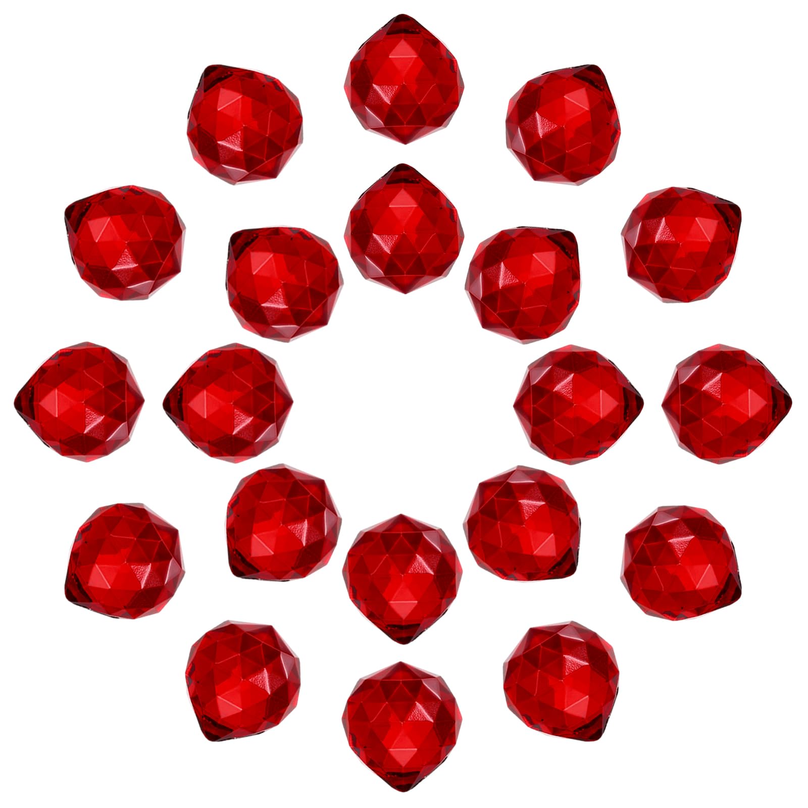 Boule de cristal prisme 20mm rouge de haute précision pour ornements et lustres en cristal