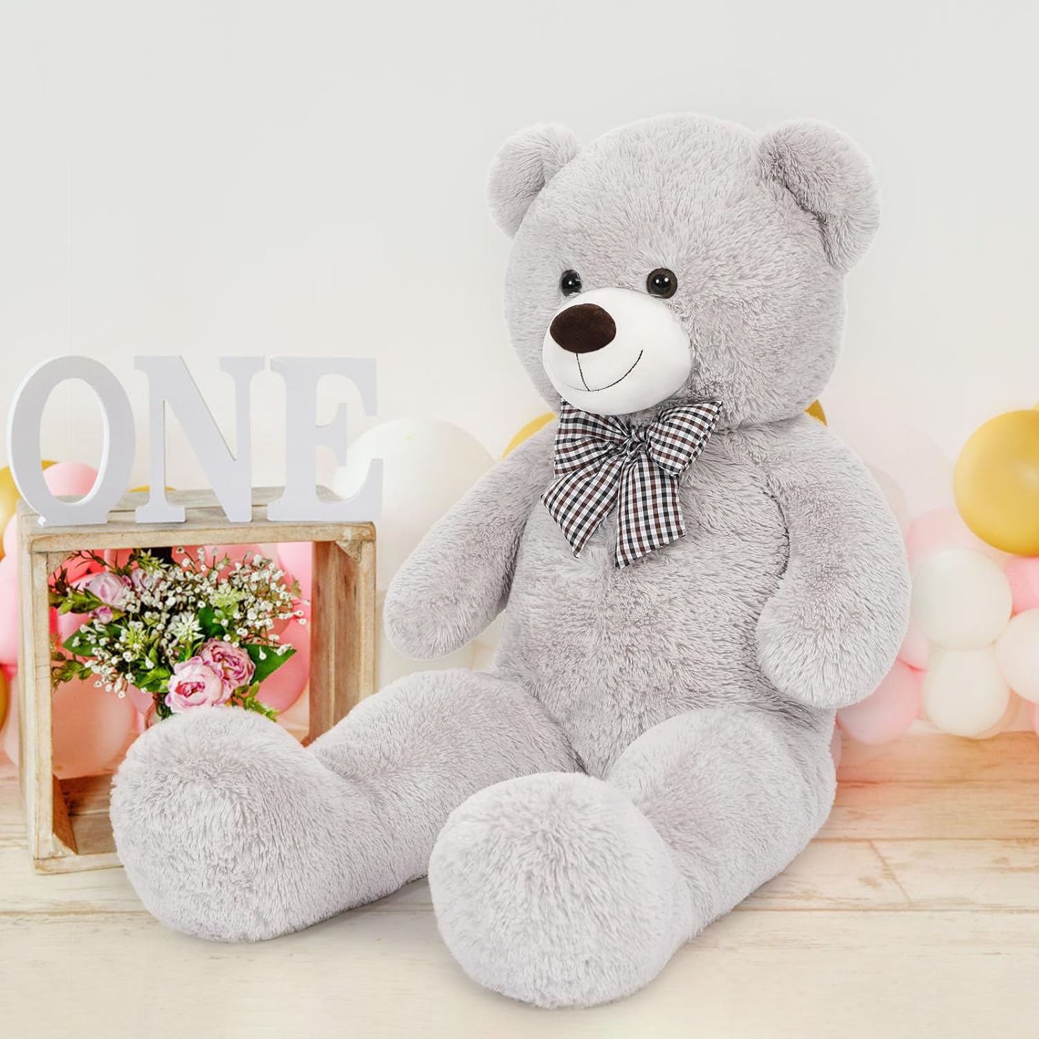 MaoGoLan Giant Teddy Bear Plush Toy - Ultra Soft & Cute Large Stuffed Animal 39 inches, Perfect for Baby Showers, Birthdays, Valentines Day Gifts (Kids, Couples, Family),Gray