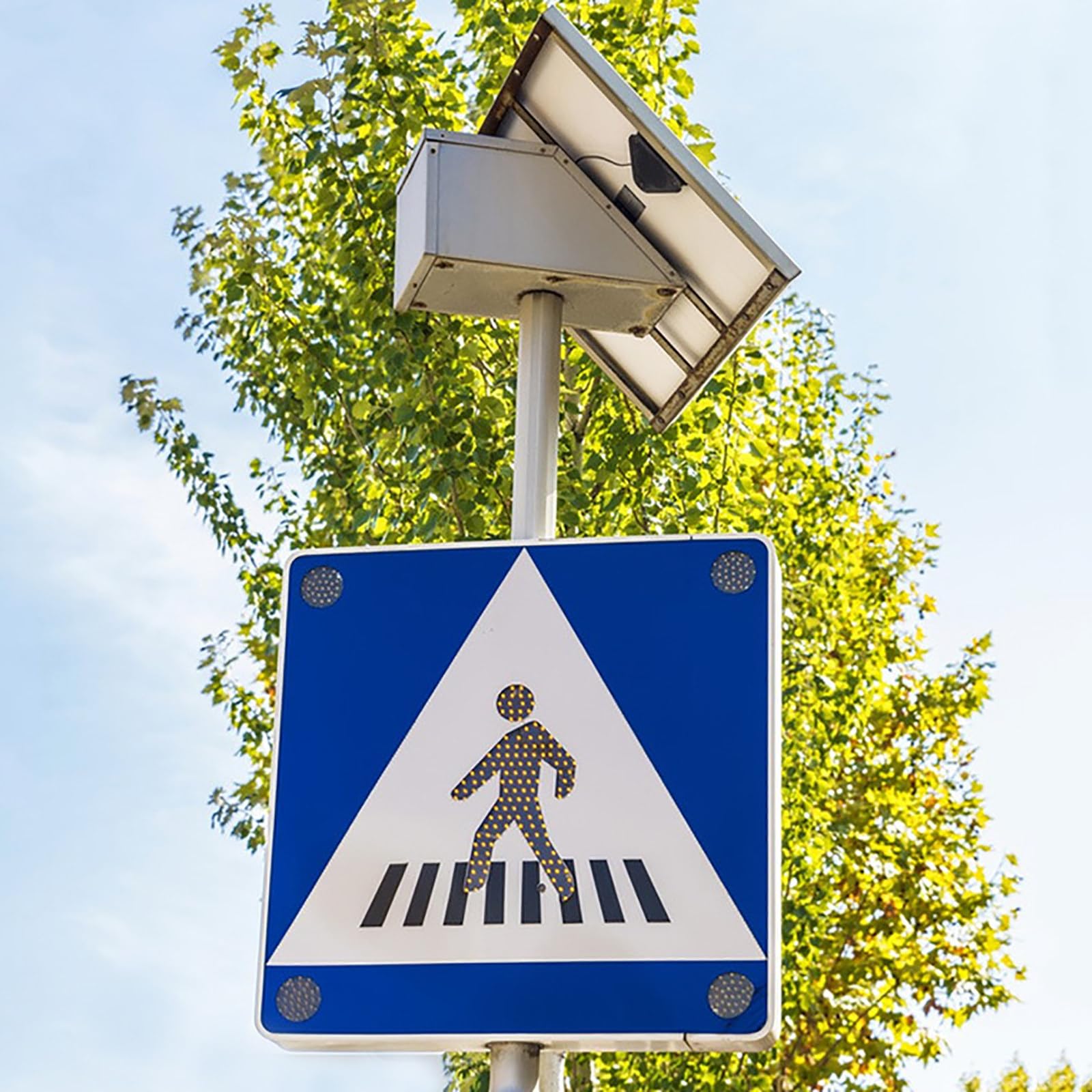 Señal de parada LED con energía solar, película reflectante de grado de ingeniero, señal de tráfico impermeable, rojo parpadeante para carreteras y cruces de peatones, forma octágona, 60 cm