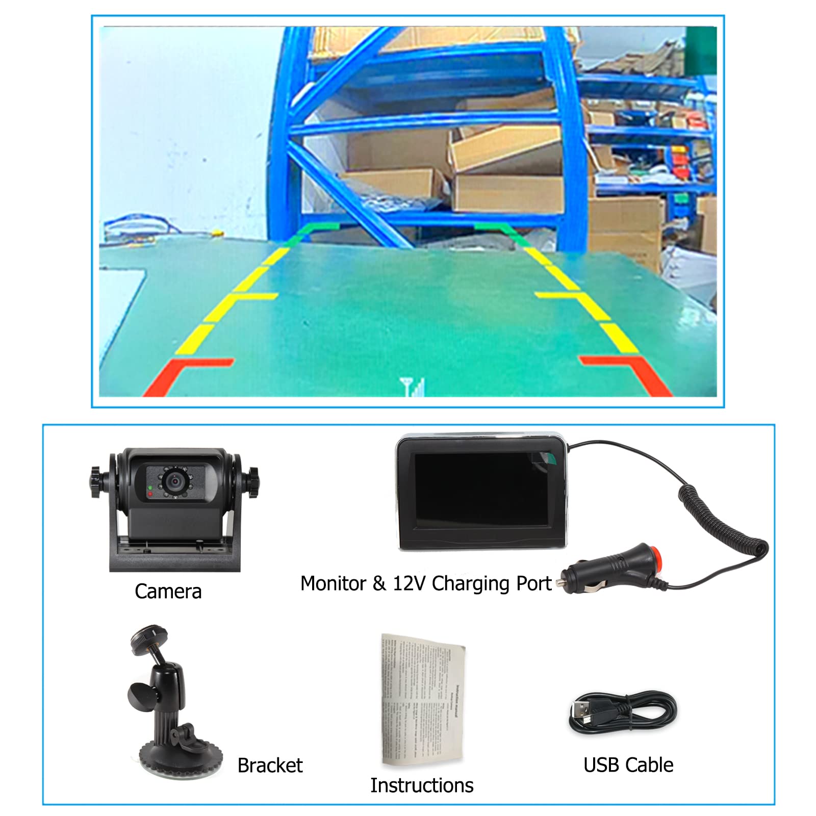 EWAY WiFi Wireless Trailer Hitch Backup Rear View Camera & 4.3
