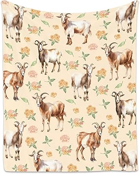 Goat Blanket, Cute Soft Throw Gifts for Grils Boys, Cozy Flannel Throw Blankets for Bed Travel, 50"x60"