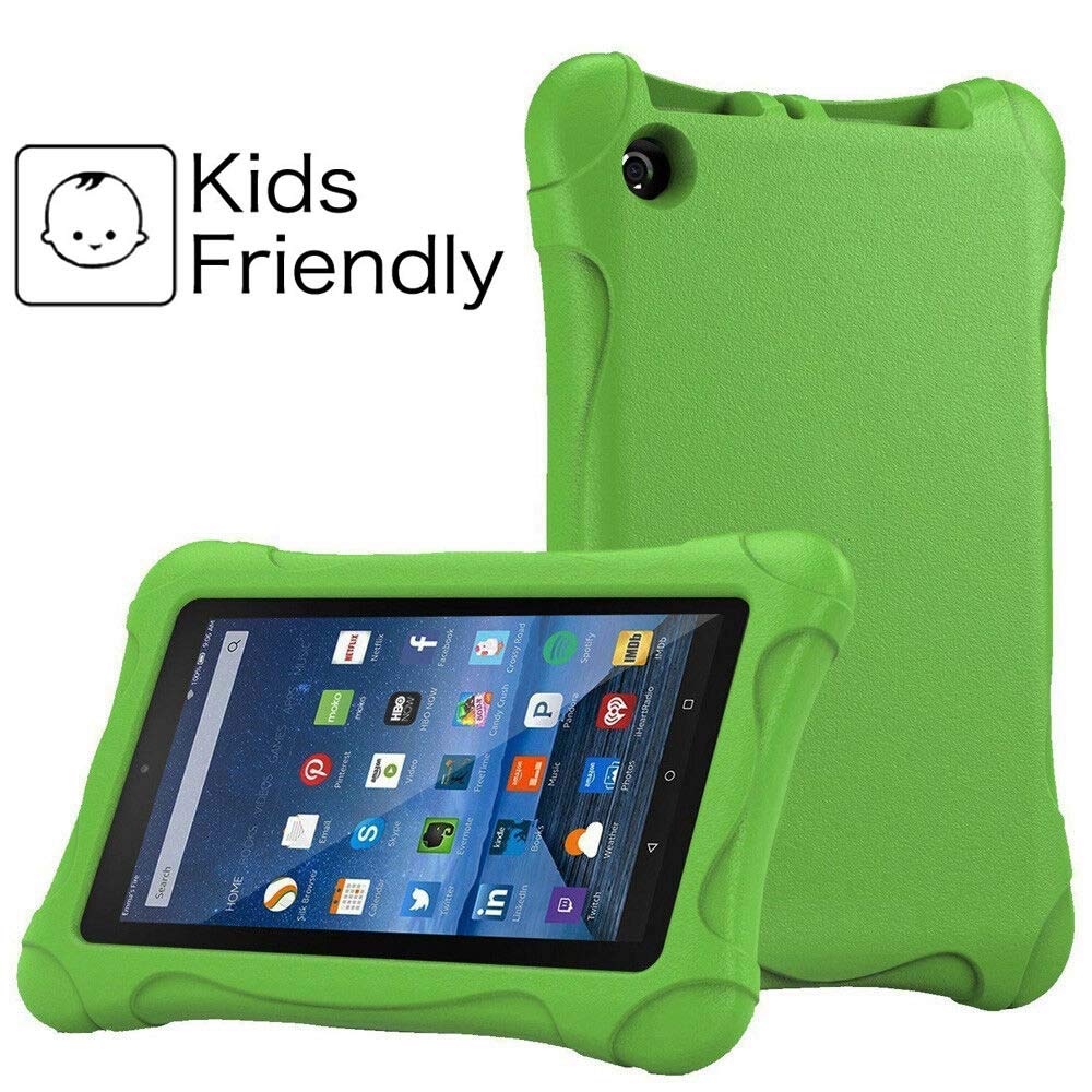 FINDING CASE Fits All-New Amazon Fire 7 Tablet | 7" display (9th & 7th & 5th Generation, 2019 & 2017 & 2015 Release) - Light Weight Shock Proof Protective Soft Silicone Kids Friendly Back Cover green